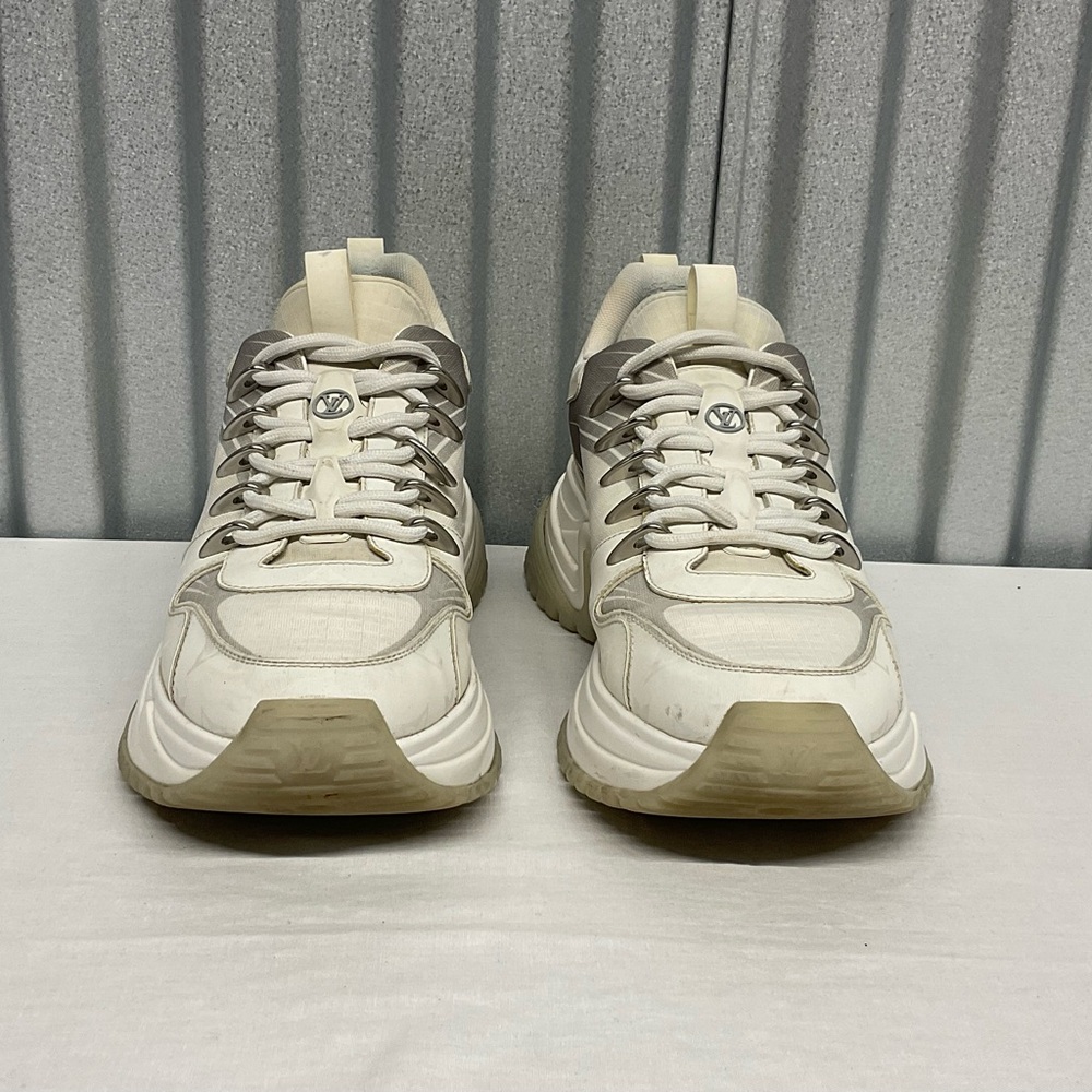 Louis Vuitton White and Gray Chunky Sneakers with Mixed Material Upper